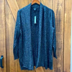 NWT black cardigan with metallic silver 0X by Worthington